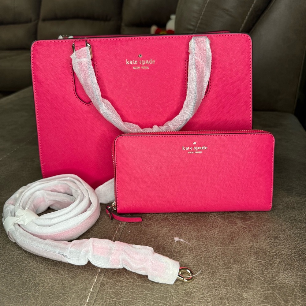 Kate Spade Laurel Way Reese Satchel Watermelon Leather W/ Wallet NEW WITH TAGS